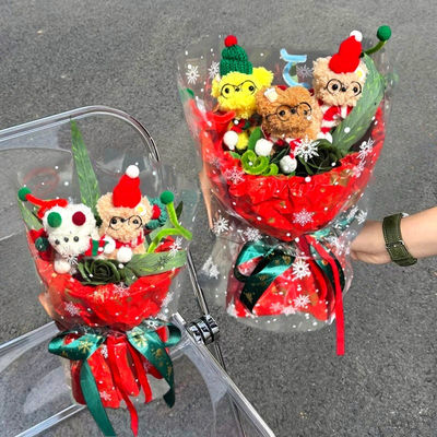 Bom preço. Natal Twist-Tie Puppy Plush Bouquet Handmade Cute Dog Flower Gift para namorado/namorada Pronto para o presente on-line