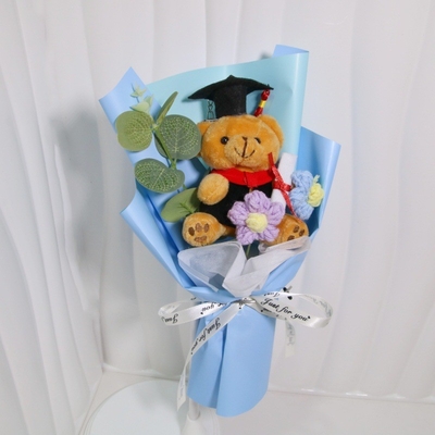 Bom preço. PhD Bear Bouquet - Graduação Flores de boneca de pelúcia para casais e estudantes, presente de tricô de desenho animado criativo on-line
