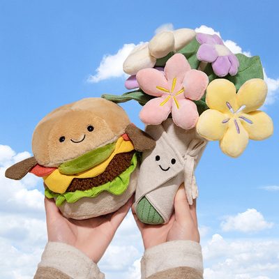 Bom preço. Comodidade Companhia Hambúrguer Plush Brinquedo Suave 15x28cm Série de Alimentos Animal Recheado para Flores Variedade Bouquet Regalo on-line