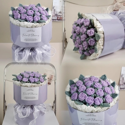 Bom preço. Bouquets de flores de lã de malha feitas à mão Bouquets de flores criativos para professores e mães no Dia Internacional da Mulher e no Dia do Professor on-line