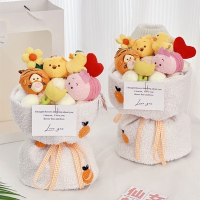 Bom preço. Regalos únicos para o Dia das Crianças Bouquets de flores de boneca com ursinho adorável e variedade de flores on-line