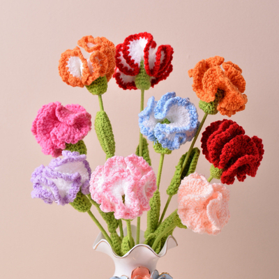 Bom preço. 10x20cm tricô de crochê, cravo de cravo flores artificiais imitação flores em várias cores perfeito presente do dia da mãe on-line