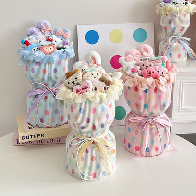 Bom preço. Plush and Beautiful Dopamine Dot Fabric Finished Bouquet Soap Rose Flower Valentine's Day Gift para namorada on-line