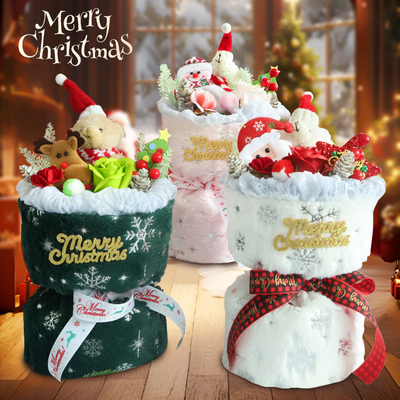 Bom preço. Bouquet de Natal de boneca de pelúcia Flores secas e cores para o dia especial da namorada on-line