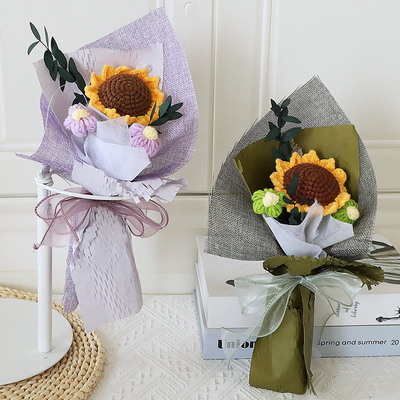 Bom preço. Flores Variedade Boquete Tricoteado de Lana Tricoteado à mão Perfeito presente para aniversário ou formatura de meninas on-line