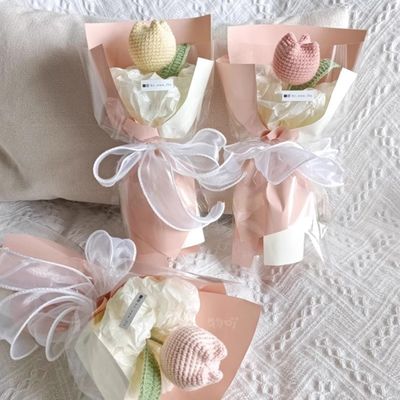 Bom preço. Tulipa Tricotada Bouquet de Flores Pequenas Girassol Flor de Lana Produto Finalizado Empresa de Aquisição Team Building Regalo on-line