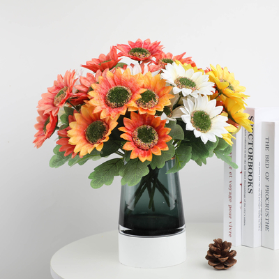 Bom preço. Bouquet de girassol artificial de 20x27cm feito de plástico durável para beleza duradoura on-line