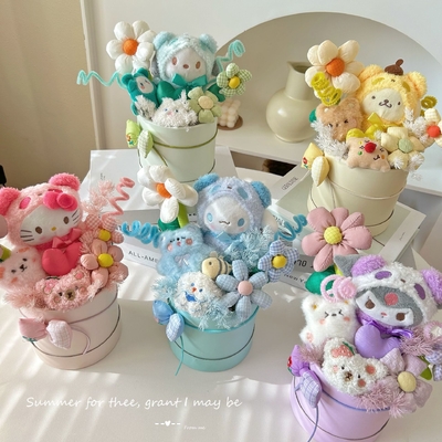 Bom preço. Pequena caixa de flores buquê de boneca cilíndrica produto acabado para namorada boneca presente criativo presente de Natal presente souvenir on-line