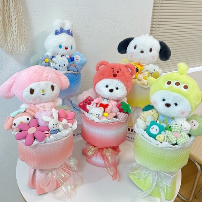 Bom preço. Dia dos Namorados Chinês Brinquedo de boneca feito à mão Bouquet Cão de orelhas grandes Design Perfeito presente para aniversário ou souvenir Multicolor on-line
