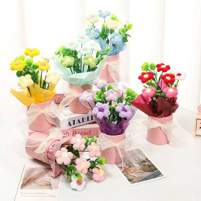 Bom preço Flores Variedade Tricoteado Girassol Puff Abraço Balde Perfeito para o Dia da Mulher e Dia da Mãe Celebração on-line