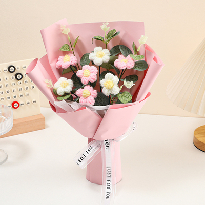 Bom preço Bouquet de flores de fio feito à mão crochê de tricô Floral presente falsas flores Bouquet de mão com várias cores on-line