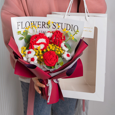 Bom preço 40x30cm Bouquet de fio de tricô de cravo belo presente do Dia da Mãe on-line