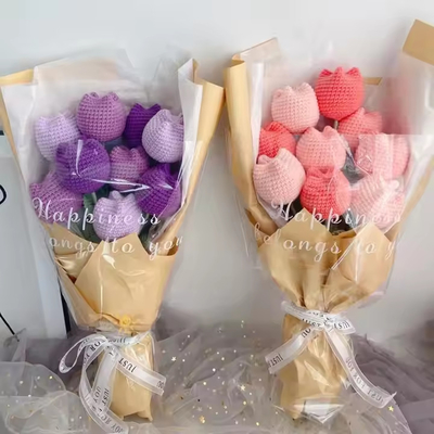 Bom preço. Madeira de flores tricô à mão crochê forma de coração flores tecido à mão buquê de casamento decoração de casamento feito à mão presente de São Valentim para amantes on-line
