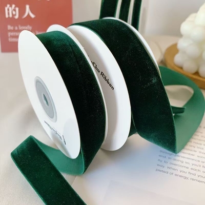Bom preço. Tinta veludo verde de veludo de um só lado fita de veludo tecida fita de veludo de seda faixa feita à mão DIY arco buquê de embalagem presente on-line