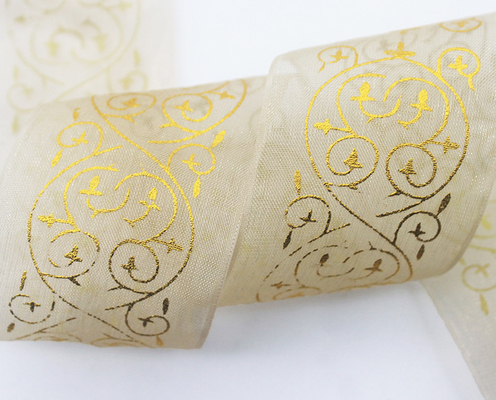Bom preço. Fabricante de vestuário de casamento personalizado de 3,8 cm, embalagem de flores, estampagem a quente, cinto de gaze coreano, embalagem de presente feita à mão, cinto de gaze on-line
