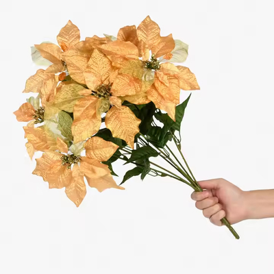 Bom preço. Simulação realista de tecido de seda de plástico Bouquet de flores Casa Mesa Decoração de cena de Natal Ornamento de mesa on-line