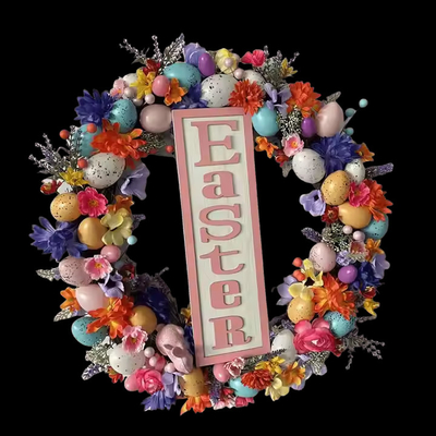Bom preço. Ovos Senmasine Coral de Páscoa para porta de entrada Decoração de primavera pendurada Ovos de plástico coloridos misturados Folhas artificiais Flores Coras on-line