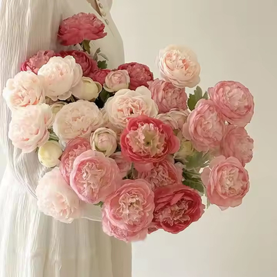 Bom preço. Flores artificiais de casamento de alta qualidade Flores de rosa peônia artificial para decoração de casa de casamento on-line