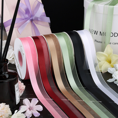 Bom preço. 2.5cm Meio Satin Meio Filamento Embalagem Faixa Flower Bundle Birthday Cake Ribbon Made in Hand Butterfly Knot Ribbon on-line
