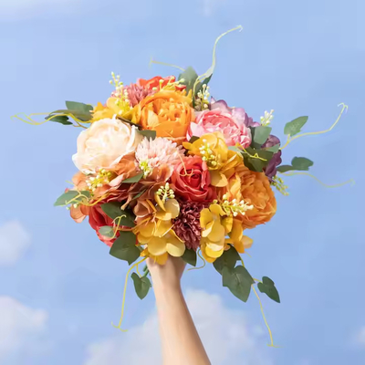 Bom preço. Pequenas Cabeças Peony Bush Artificial Rosa Persa Flor Casamento Bouquet de Noiva Grosso Flor de Rosa de Seda on-line