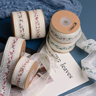 Bom preço. Versão coreana de bordas de dentes chiffon + faixa floral de renda oca DIY arco acessório de cabelo feito à mão flor embalagem de flores da loja on-line