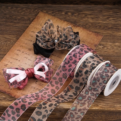 Bom preço. Impressão de leopardo fita de neve DIY acessórios de cabelo de arco feitos à mão fita tecida chapéu de palha atacador fazer acessórios caixa de presente embalagem fita on-line