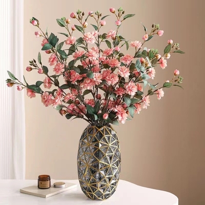Camelia flores artificiais, arranjos florais de camaleia de várias cabeças, ramos longos, flores artificiais, decoração do lar
