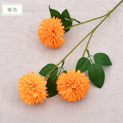Simulado Bola de Três Cabeças Crisântemo Flora Falsada Hortensias Flora Artificial Tênis de Mesa Crisântemo Casamento Decoração Doméstica Simulado Bouquet de Hortensias