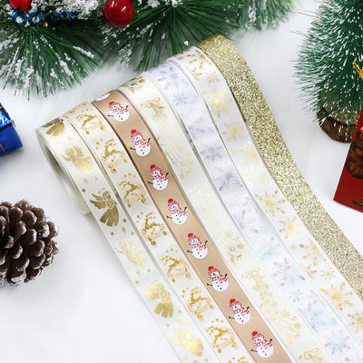 Faixas de Natal douradas, coroas de Natal, árvores de Natal, arcos, decorações, embalagens de presentes DIY, faixas de festas e fitas