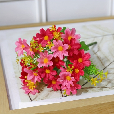 Simulação de flor, pequena margarida, orquídea saltadora, flor artificial falsa, 28 cabeças, decoração de jardim, flor de seda, projeto ao ar livre, pequeno crisântemo selvagem