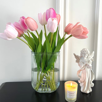 Tulipas de PU feitas à mão Tamanho personalizado Flores simuladas para decoração de sala de estar e adereços fotográficos