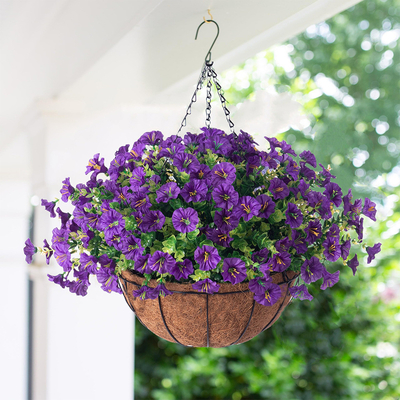 Bom preço. Morning glory flor artificial em parede cesto pendurado jardim exterior decoração de varanda pátio pode ser personalizado e combinado on-line