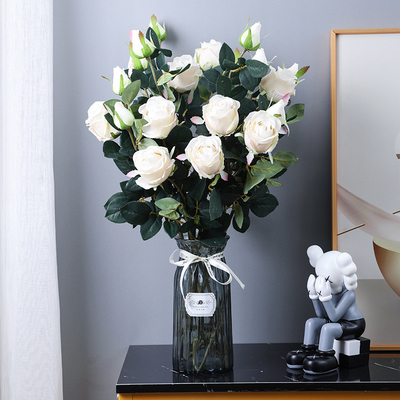 Bom preço. Bouquet real, sala de estar, armário de TV, vaso decorativo, conjunto de arranjos florais, decoração floral simulada, rosa hidratante búlgara on-line