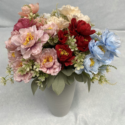 Novos 6 cabeças Popo Peony simulado Bouquet de casamento Guia de viagem Conjunto Falsas Flores Casa Fotografia Requisitos Mão Flor de seda industrial