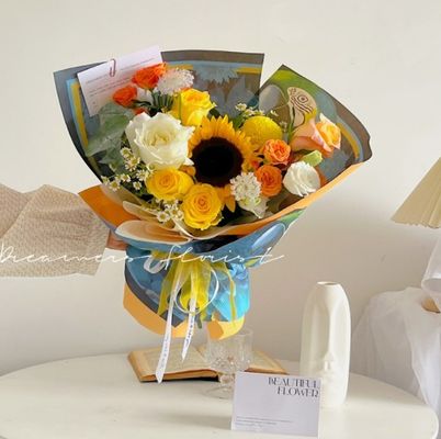 Bom preço. Papel impresso original da Victoria, papel de flores duplamente embrulhado, embalagem de buquê de flores fresco, buquê de flores de festival on-line