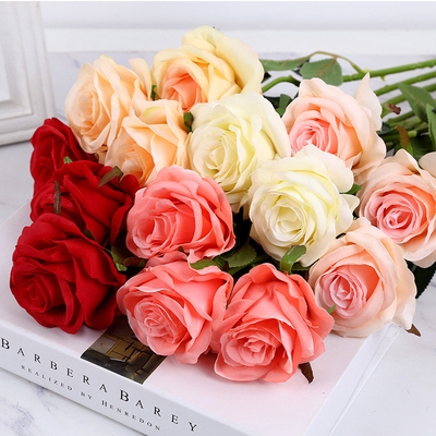 Rosa simulada Rosa única Venda por atacado Casamento Decoração de casa Arranjo de flores Rosa simulada Pacote