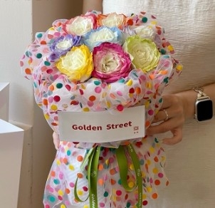 Bom preço. Papel de embalagem de flores de malha de dopamina colorido on-line