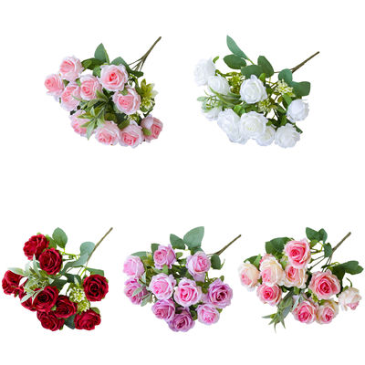 Bom preço. 10 pequenas rosas arranjadas para casamentos, pequenos buquês de flores, decoração de casas de hotel, flores de seda, flores artificiais falsas on-line