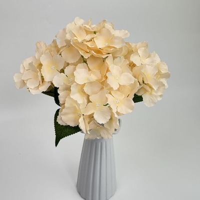Hortensias artificiais com folhas, flores artificiais para casamento, decoração de sinalização de casamento, colocação em casa