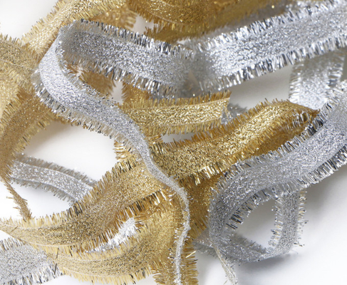 Meisida Gold and Silver Scallion Haired Ribbon Gift Flower Cake Baking Wedding Decoration Gold and Silver Scallion Ribbon (Ribanda de Scallion de Ouro e Prata)