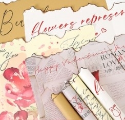 Papel de Arte de Amantes da Chama de Fogo Retro Papel de Embalagem de Flor de Couro de Vaca