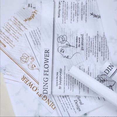 Bom preço. Muitas Cores Inglês Impresso Papel de Pera Branca Bouquet de Flores Embalagem Papel de revestimento interno para 30-45 Dias Tempo de Envio on-line