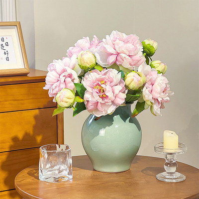 Flores artificiais de peônia e peônia de alta qualidade, flores decorativas de estilo chinês na sala de estar, ornamentações de arranjos florais na mesa de jantar, buquês de flores artificiais de peônia