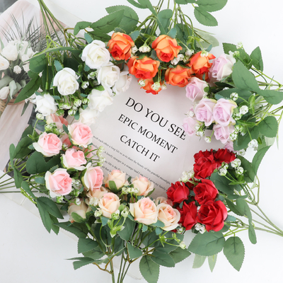 Simulação de casamento, rosas pequenas, flores simuladas, flores falsas, fotografia de casamento de grande porte, buquês de flores, adereços de decoração de escritório
