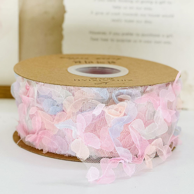 5cm/100m Poliéster estilo coreano pétalas florais com sapatos chapéus de flores arcos de flores DIY acessórios de cabelo material de seda
