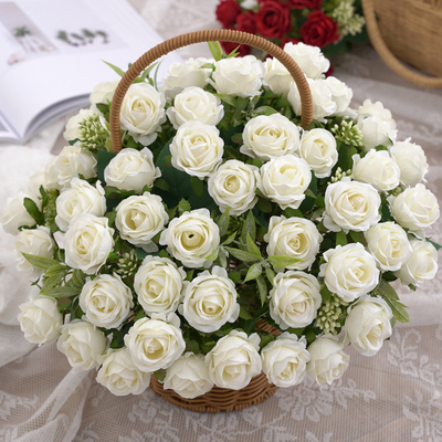 Bom preço. Pequenas rosas flores artificiais, flores falsas, materiais de casamento, decoração de escritório, adereços fotográficos on-line