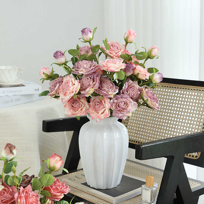 Rosa carbonizada biônica, flor artificial, flor de sala de estar e mesa de jantar de luxo, decoração de buquê, flor artificial, rosa, buquê de casamento