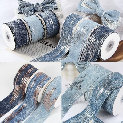 Bom preço. Sequins, bordas de gancho, bordas de corte reto, cordas de denim, arcos feitos à mão, acessórios para cabelo, fitas, materiais de bricolage, acessórios para vestuário, alças on-line