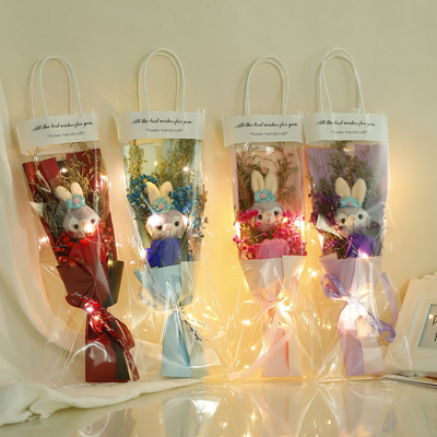 Dia dos Namorados 520 Bolsos de girassol Starry Sky Doll Bouquet Regalo de aniversário para namorado, esposa e melhor amigo