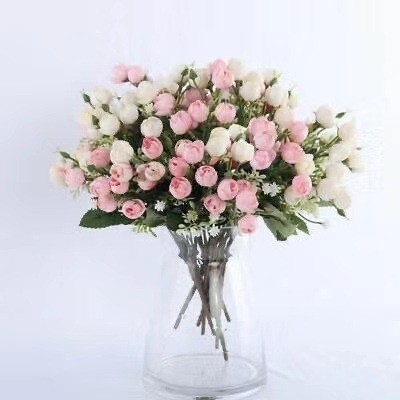 Bom preço. Botões artificiais de rosa para decoração de casamento em casa e buquês falsos on-line